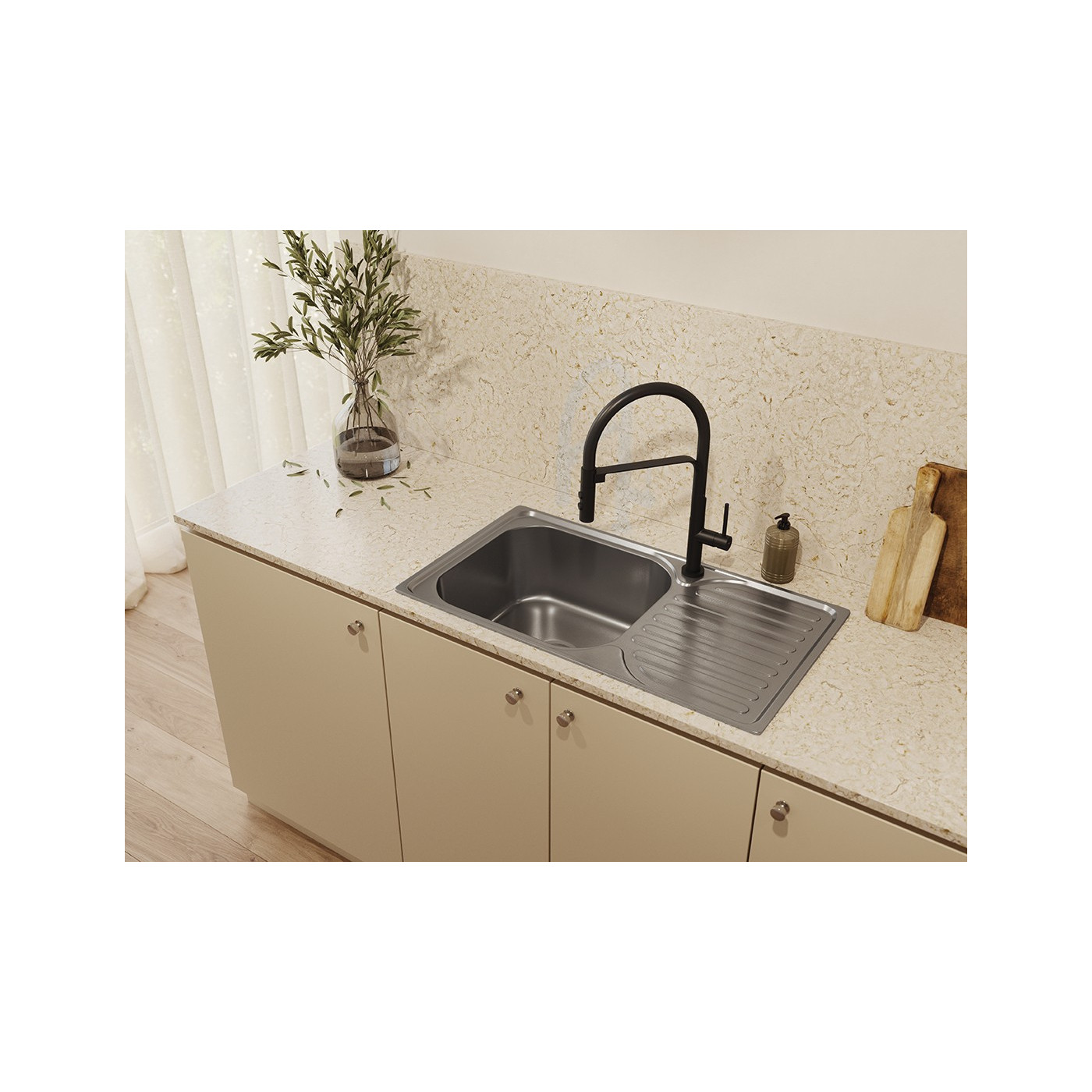 Bateria Zlewozmywakowa Stojąca z wylewką U SILUETTO Czarna Kuchinox Bateria Zlewozmywakowa Stojąca z wylewką U SILUETTO Czarna Kuchinox