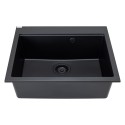 Zlewozmywak Granitowy 1 komorowy 50x60cm z syfonem Czarny TAU Laveo