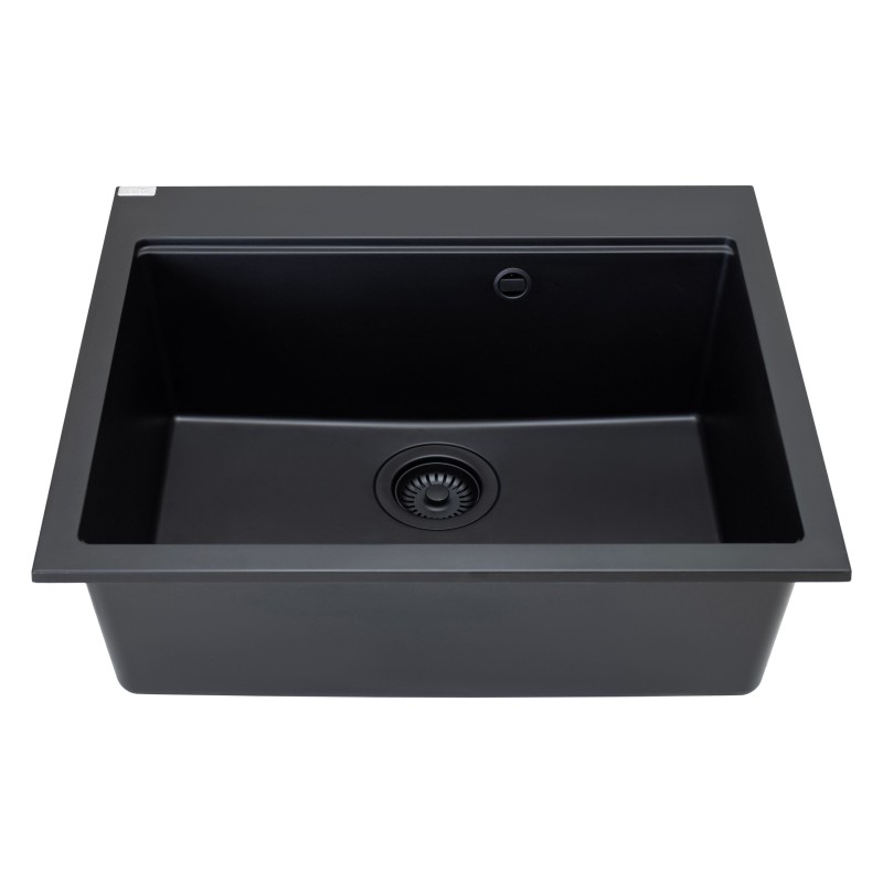 Zlewozmywak Granitowy 1 komorowy 50x60cm z syfonem Czarny TAU Laveo