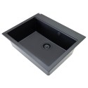 Zlewozmywak Granitowy 1 komorowy 50x60cm z syfonem Czarny TAU Laveo