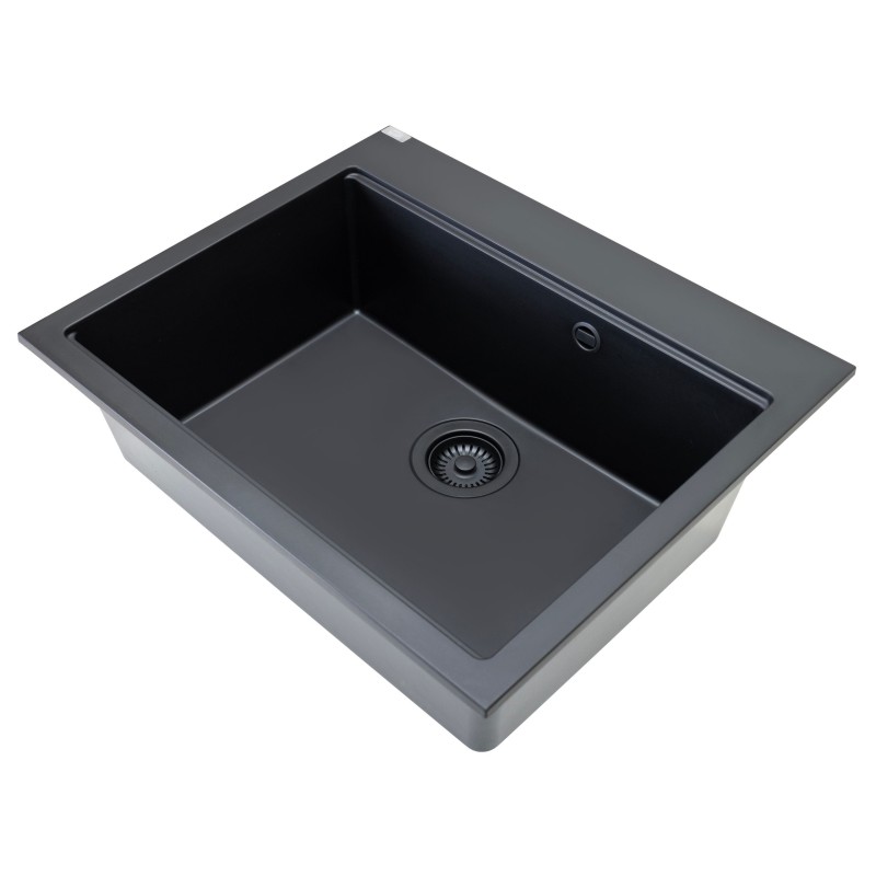 Zlewozmywak Granitowy 1 komorowy 50x60cm z syfonem Czarny TAU Laveo