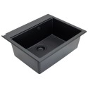 Zlewozmywak Granitowy 1 komorowy 50x60cm z syfonem Czarny TAU Laveo