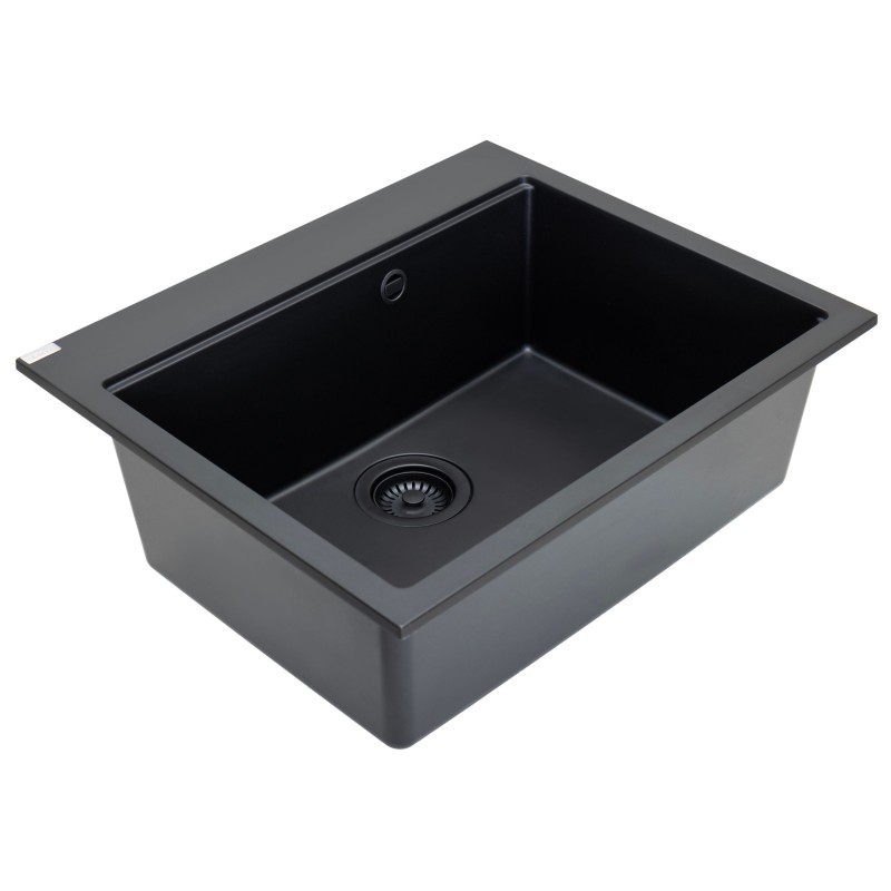 Zlewozmywak Granitowy 1 komorowy 50x60cm z syfonem Czarny TAU Laveo