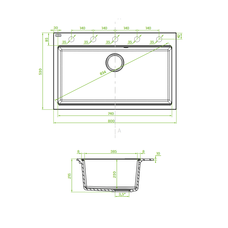 Zlew Zlewozmywak Granitowy Szary TAU Zlew Zlewozmywak Granitowy Szary TAU
