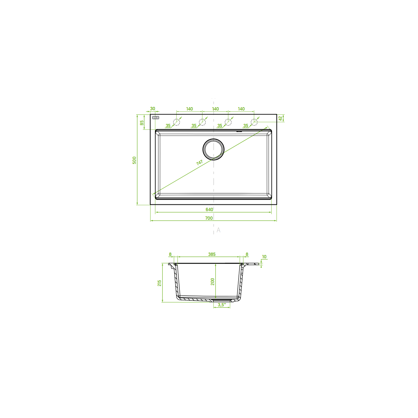 Zlewozmywak Jednokomorowy Granitowy Czarny TAU Laveo