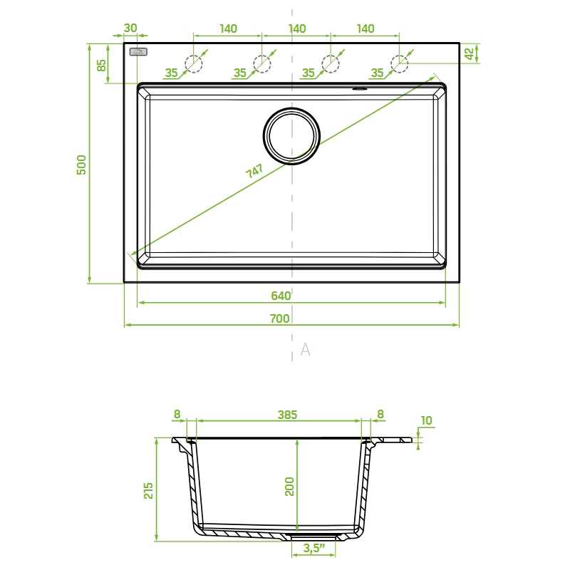 Zlew Zlewozmywak Granitowy Beżowy Laveo TAU Wpuszczany Zlew Zlewozmywak Granitowy Beżowy Laveo TAU Wpuszczany