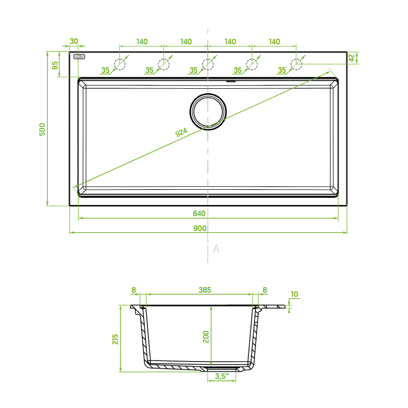 Zlewozmywak Granitowy Beżowy Laveo TAU Wpuszczany Zlewozmywak Granitowy Beżowy Laveo TAU Wpuszczany