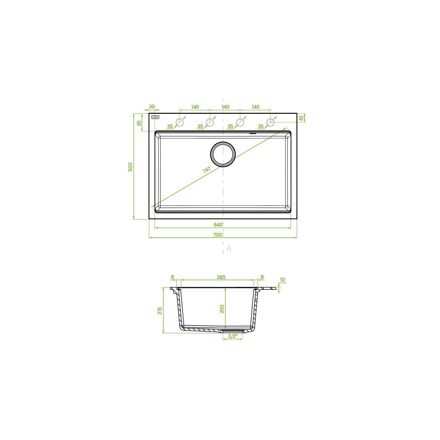 Zlew Zlewozmywak Granitowy Szary TAU