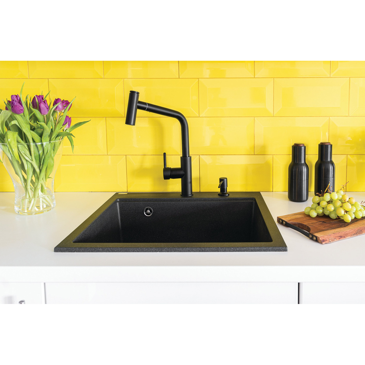 Bateria Zlewozmywakowa Stojąca z wyciąganą wylewką Czarna TORO Laveo