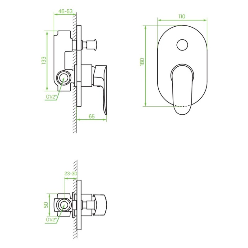 Bateria Natryskowa Podtynkowa z Przełącznikiem Chrom APPIA Laveo Bateria Natryskowa Podtynkowa z Przełącznikiem Chrom APPIA Laveo