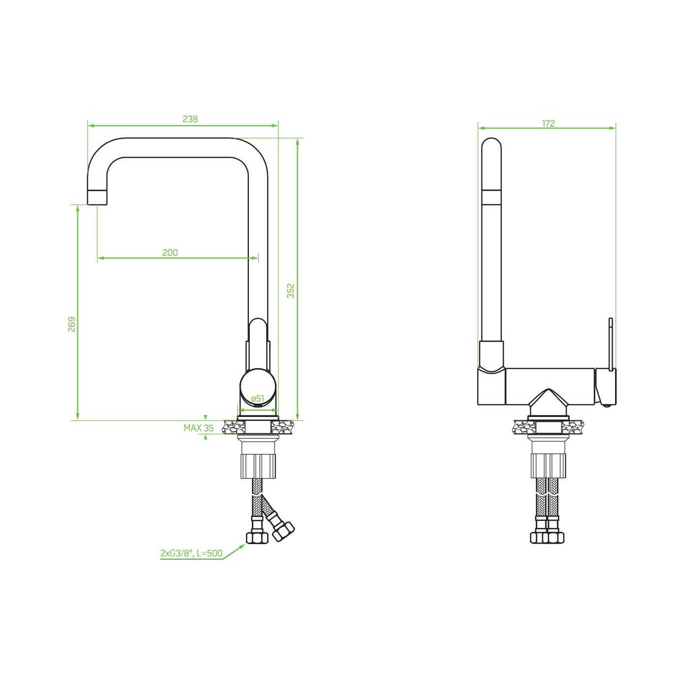 Bateria Zlewozmywakowa Stojąca z wylewką L Srebrna BONA Laveo Bateria Zlewozmywakowa Stojąca z wylewką L Srebrna BONA Laveo