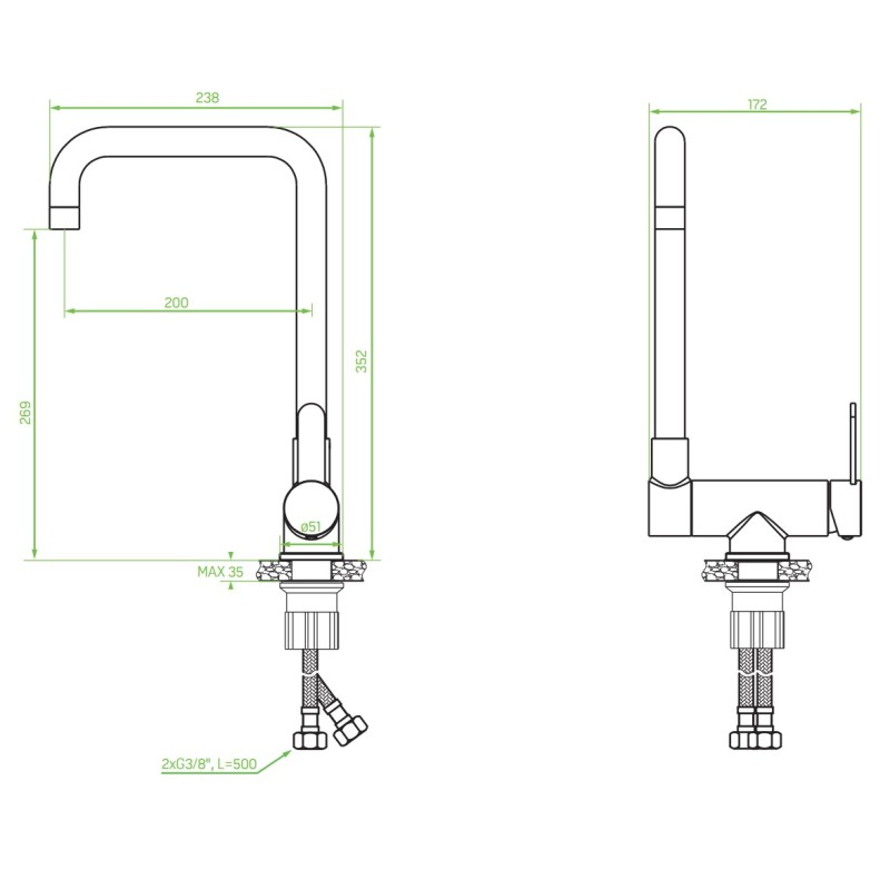 Bateria Zlewozmywakowa Stojąca z wylewką L Srebrna BONA Laveo Bateria Zlewozmywakowa Stojąca z wylewką L Srebrna BONA Laveo