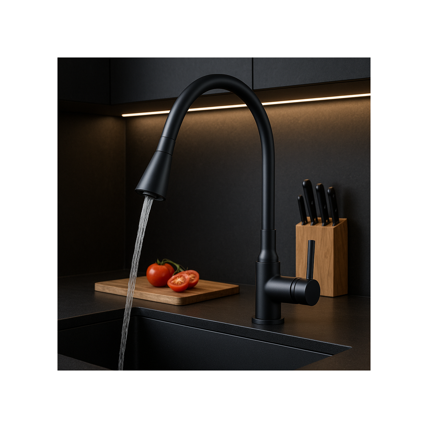 Bateria Zlewozmywakowa Stojąca Elastyczna Wylewka Czarna SELVA Kuchinox