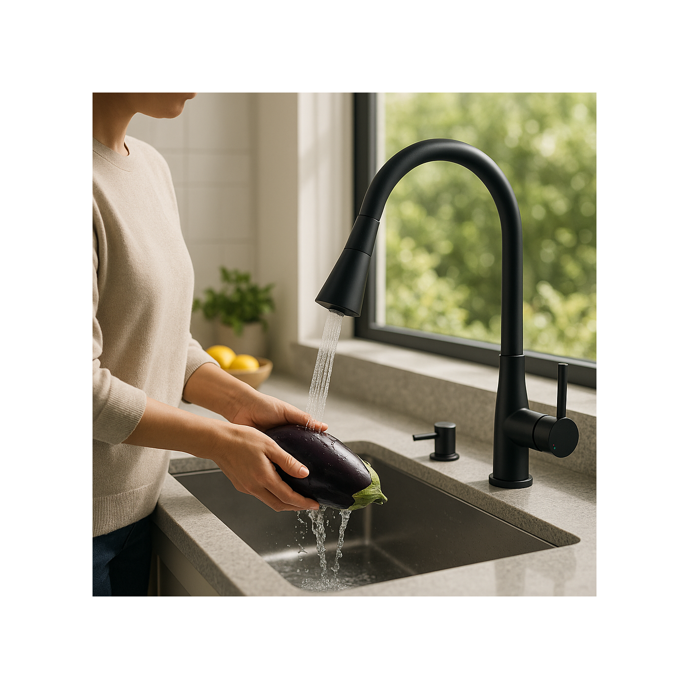 Bateria Zlewozmywakowa Stojąca Elastyczna Wylewka Czarna SELVA Kuchinox