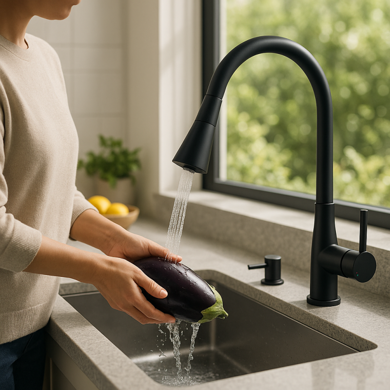 Bateria Zlewozmywakowa Stojąca Elastyczna Wylewka Czarna SELVA Kuchinox