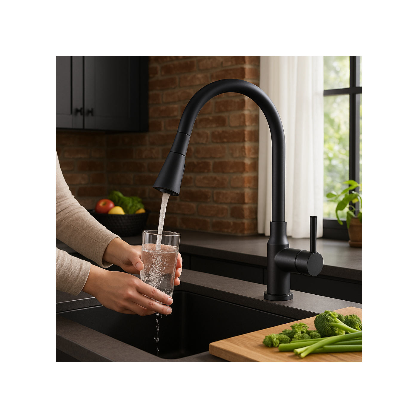 Bateria Zlewozmywakowa Stojąca Elastyczna Wylewka Czarna SELVA Kuchinox