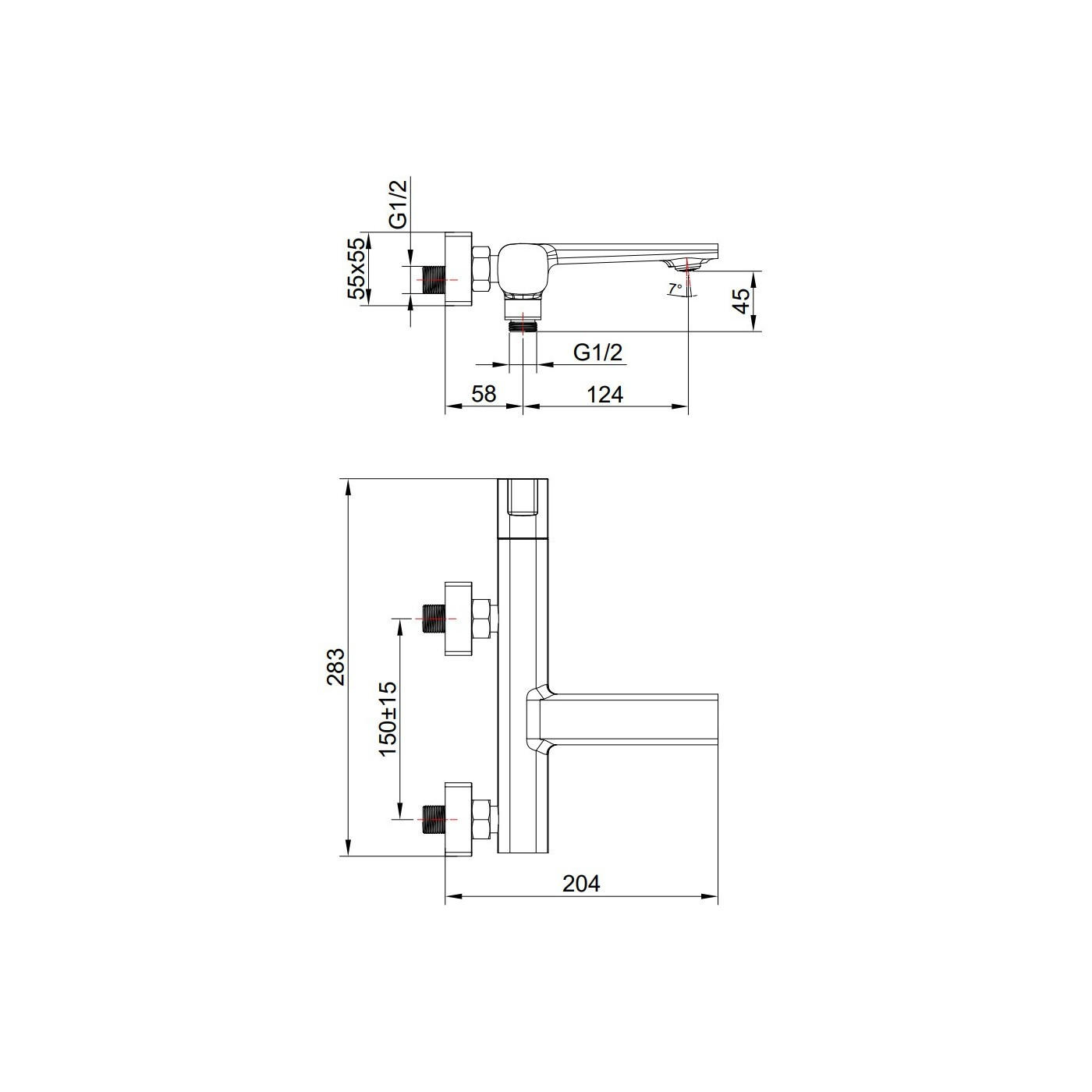 Bateria Wannowa Ścienna z Zestawem Natryskowym TORES Złota Laveo