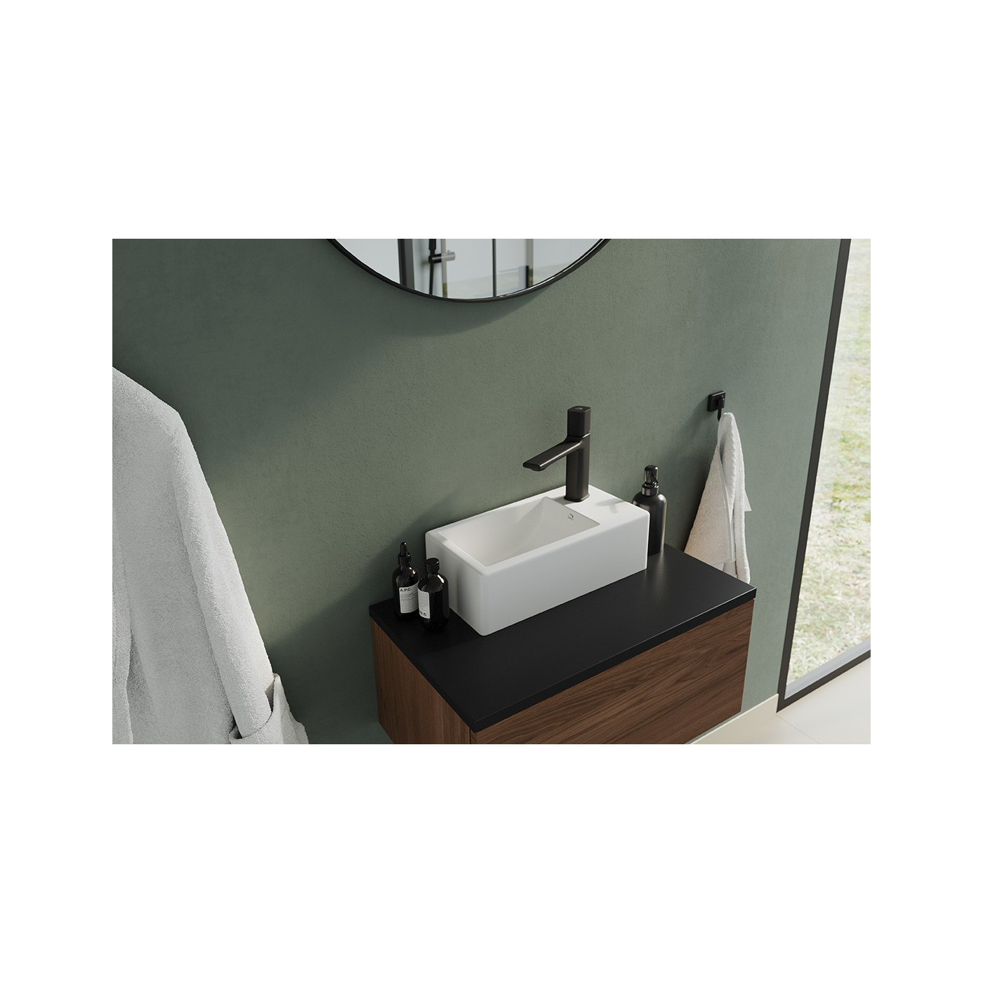 Umywalka Nablatowa Ścienna Ceramiczna 35x21cm Biała KVADRATO VUK_6135