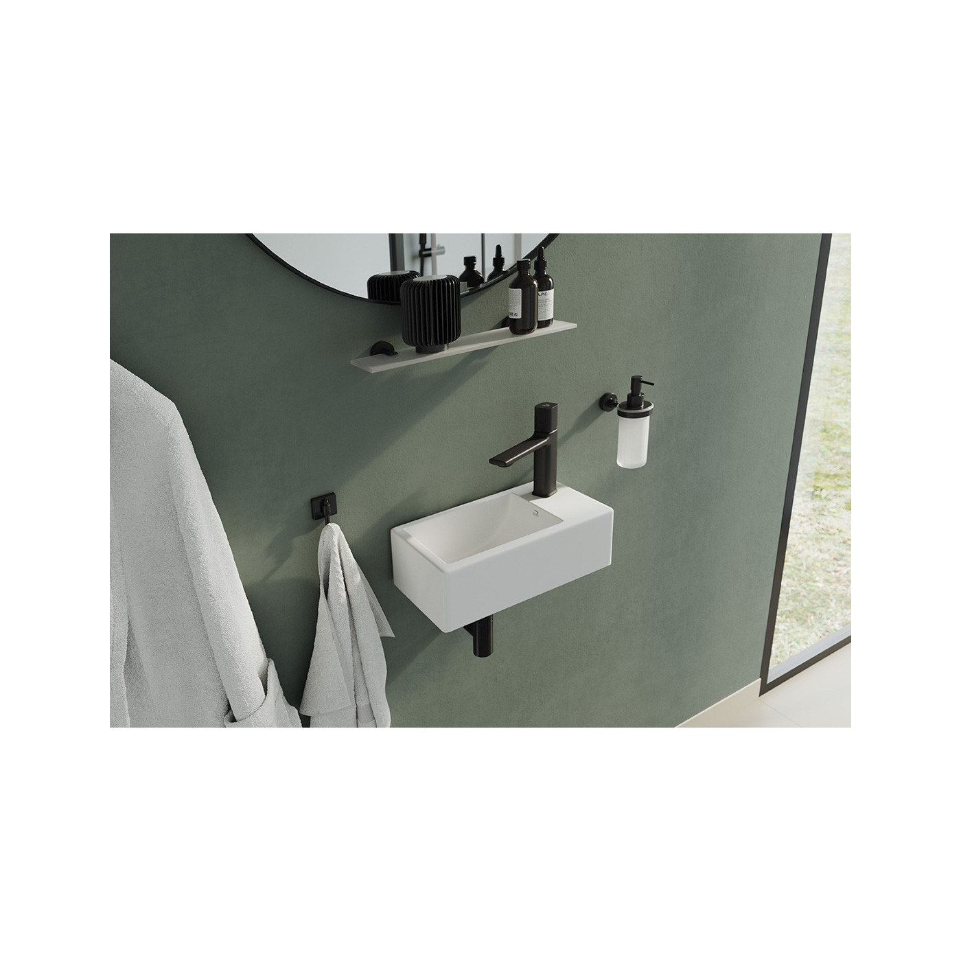 Umywalka Nablatowa Ścienna Ceramiczna 35x21cm Biała KVADRATO VUK_6135