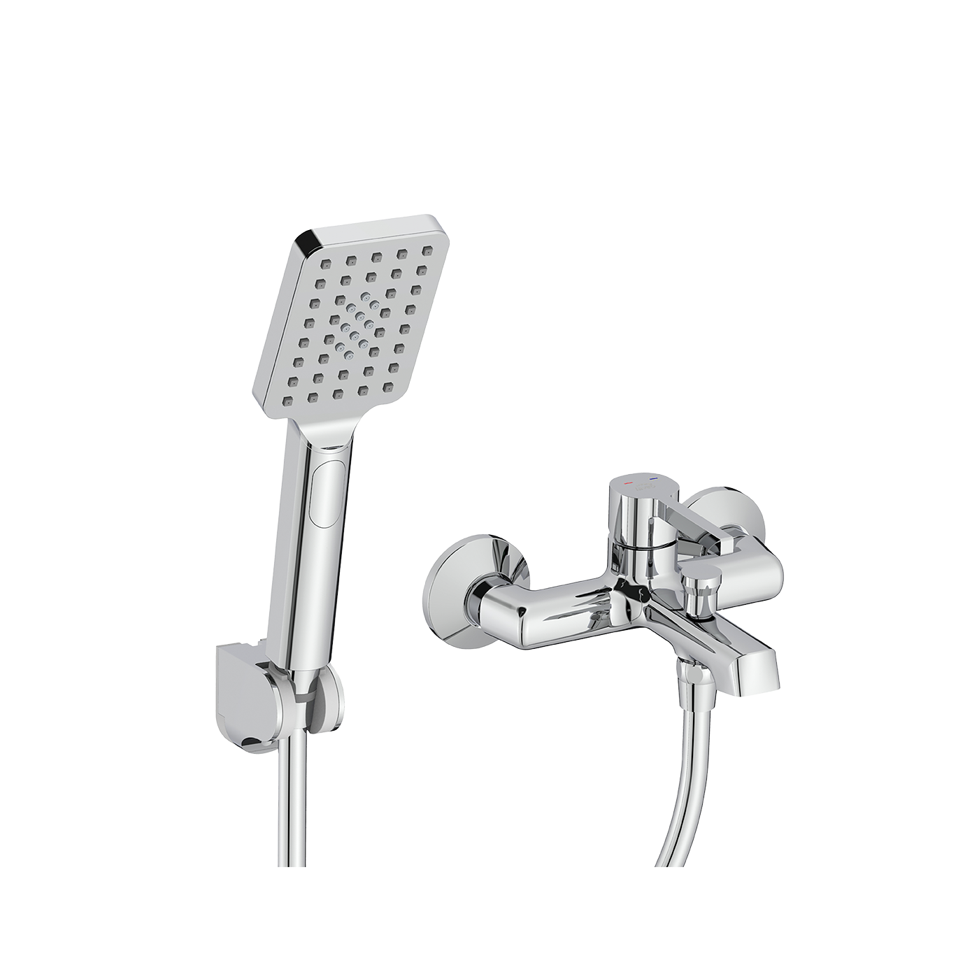 Bateria Wannowa Ścienna z Zestawem Natryskowym ALITA Chrom Laveo BVA_011D