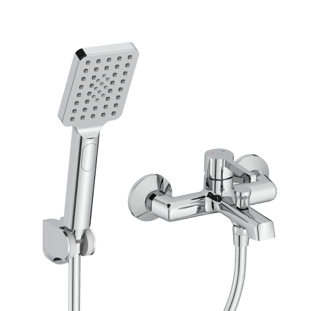 Bateria Wannowa Ścienna z Zestawem Natryskowym ALITA Chrom Laveo BVA_011D