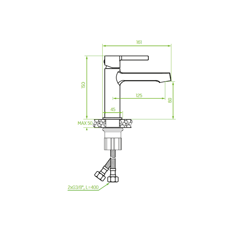 Bateria Umywalkowa Stojąca z Korkiem Chrom ALITA Laveo BVA_022D Bateria Umywalkowa Stojąca z Korkiem Chrom ALITA Laveo BVA_022D