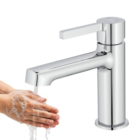 Bateria Umywalkowa Stojąca z Korkiem Chrom ALITA Laveo BVA_022D