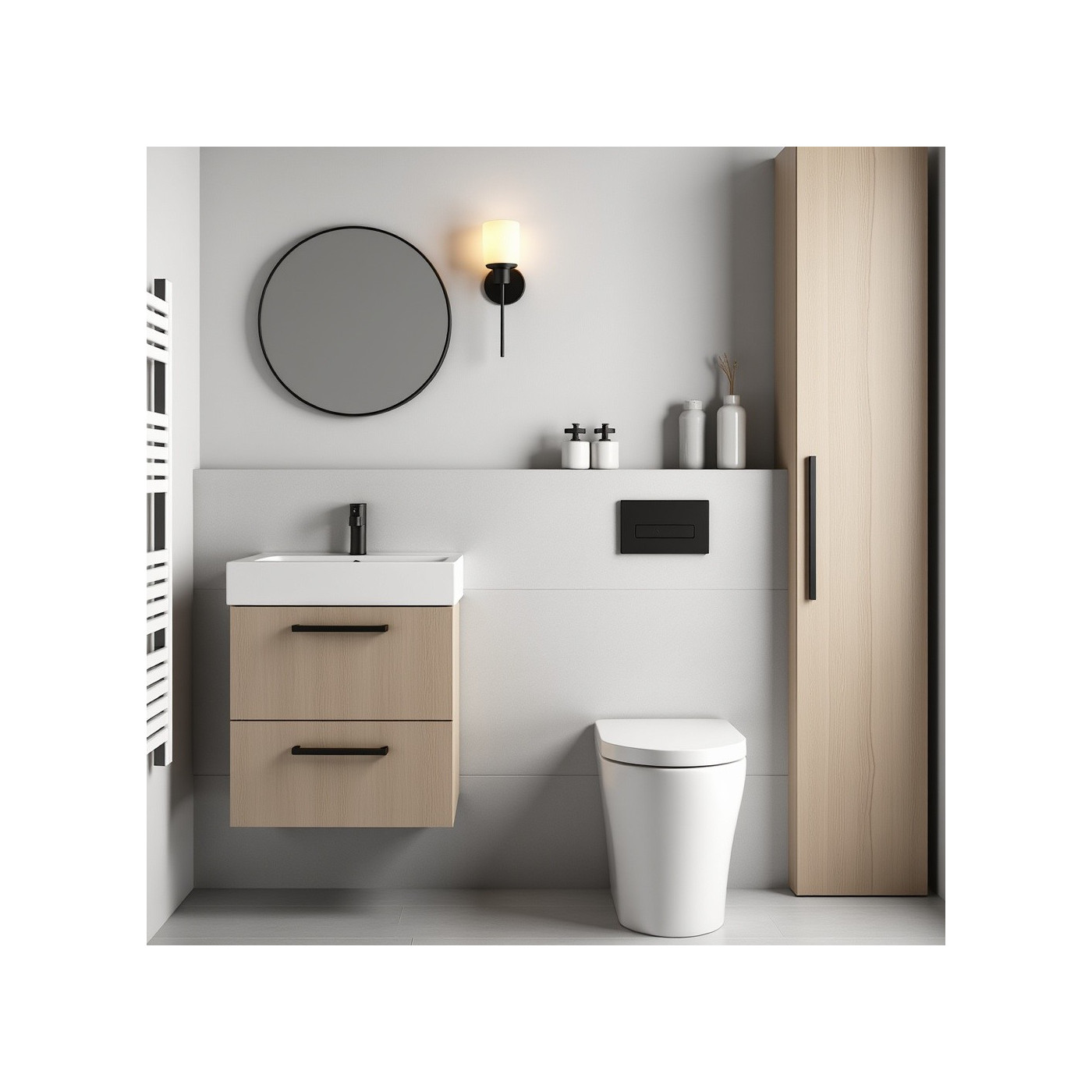 Bateria Umywalkowa Stojąca z Korkiem Czarna ALITA Laveo BVA_722D