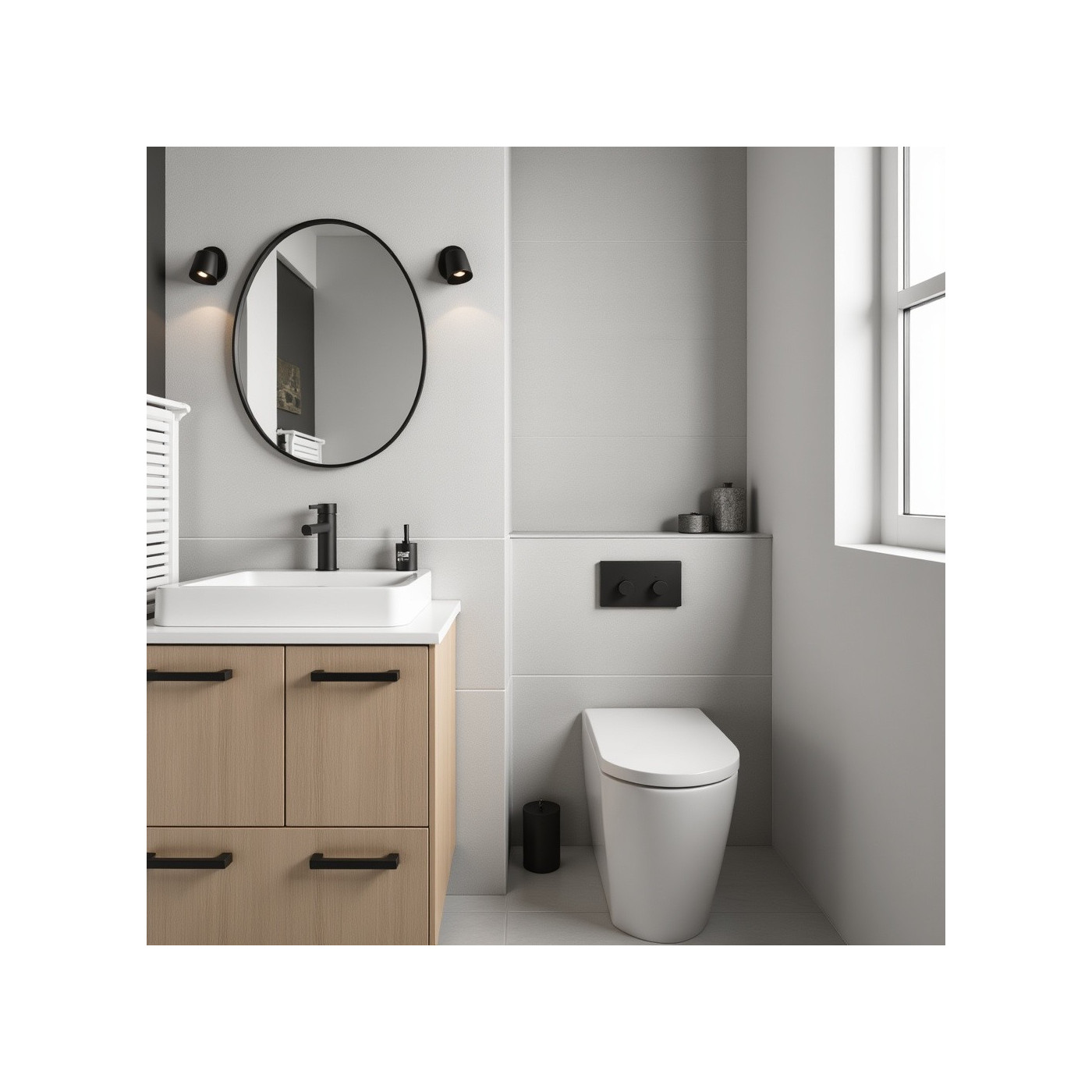 Bateria Umywalkowa Stojąca z Korkiem Czarna ALITA Laveo BVA_722D