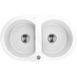 Zlew Zlewozmywak Granitowy Biały2 Komorowy DAFNE