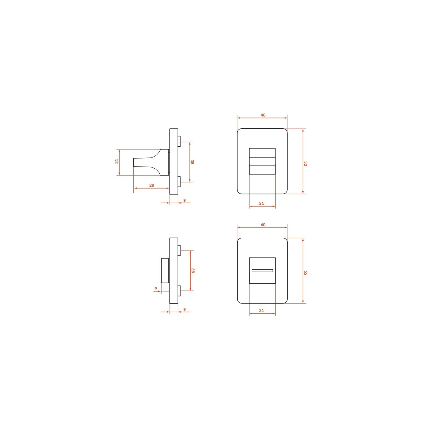 Szyld Krótki Prostokątny WC Złoty Kuchinox