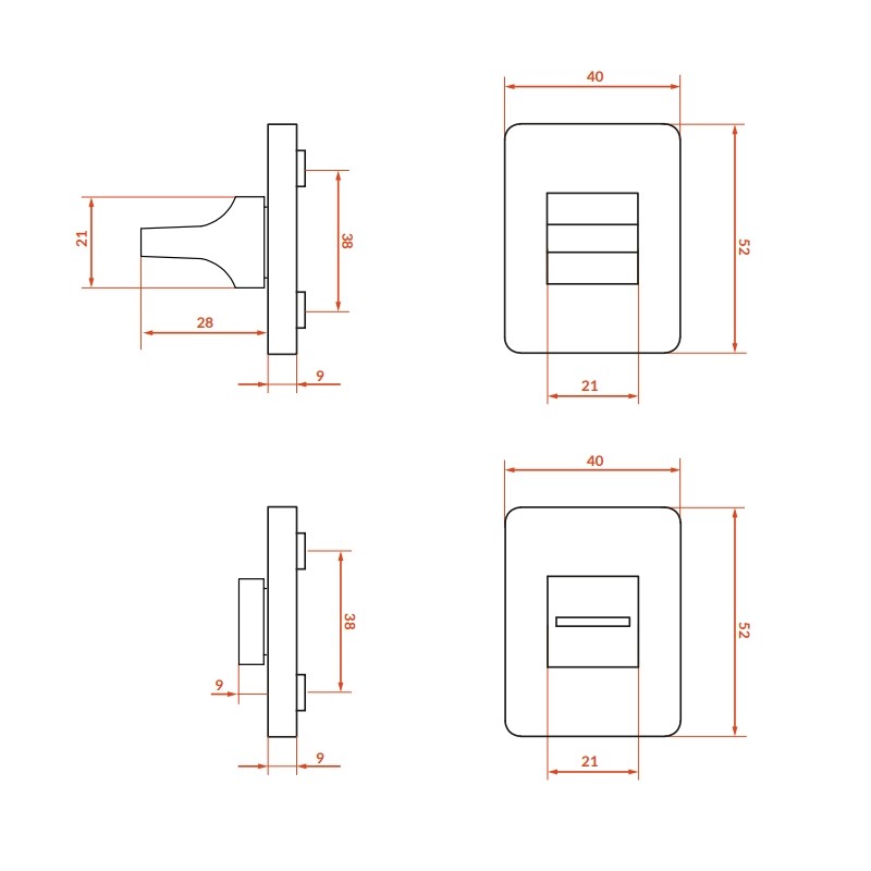 Szyld Krótki Prostokątny WC Złoty Kuchinox