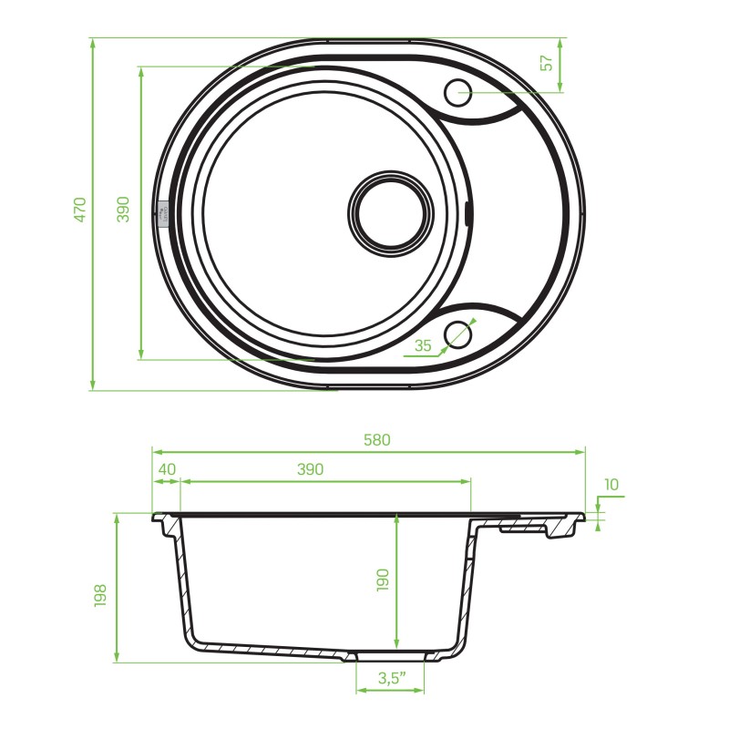 Zlewozmywak Granitowy Beżowy Jednokomorowy DAFNE Bez syfonu