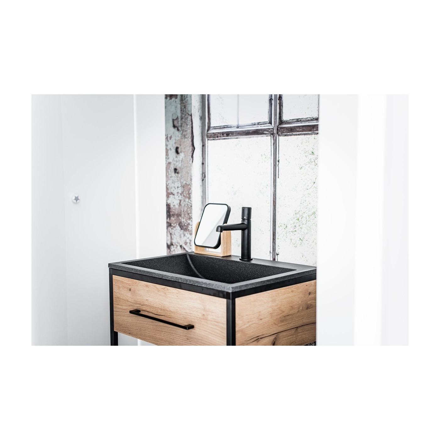 Umywalka Meblowa Granitowa Czarna ALBANO Laveo bez Syfonu VGA1710B