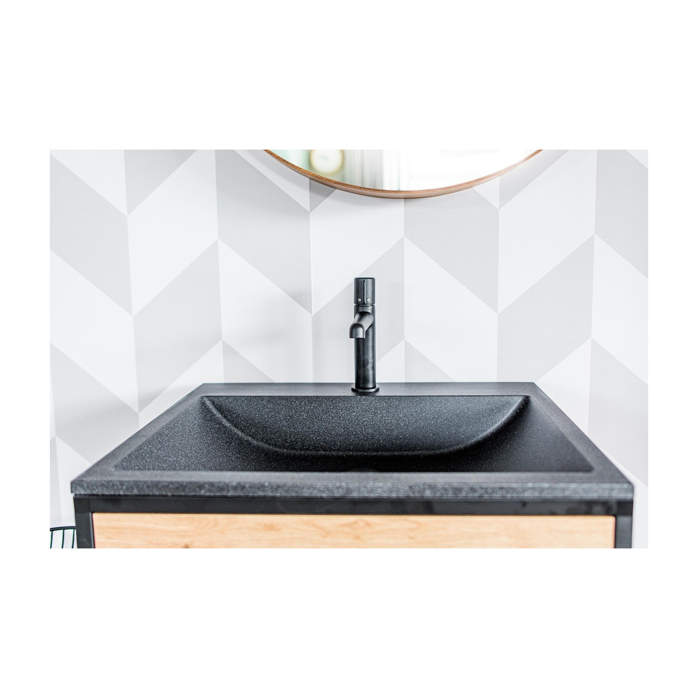 Umywalka Meblowa Granitowa Czarna ALBANO Laveo bez Syfonu VGA1710B