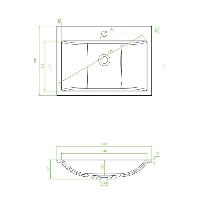 Umywalka Meblowa Granitowa Czarna ALBANO Laveo bez Syfonu VGA1710B