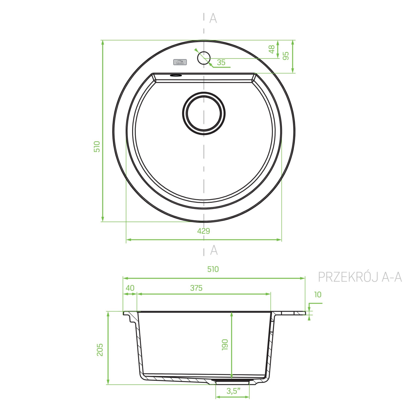 Zlewozmywak Jednokomorowy Biały Okrągły Dafne Zlewozmywak Jednokomorowy Biały Okrągły Dafne