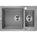 Zlew Zlewozmywak Granitowy Szary 1,5 Komorowy CELIA