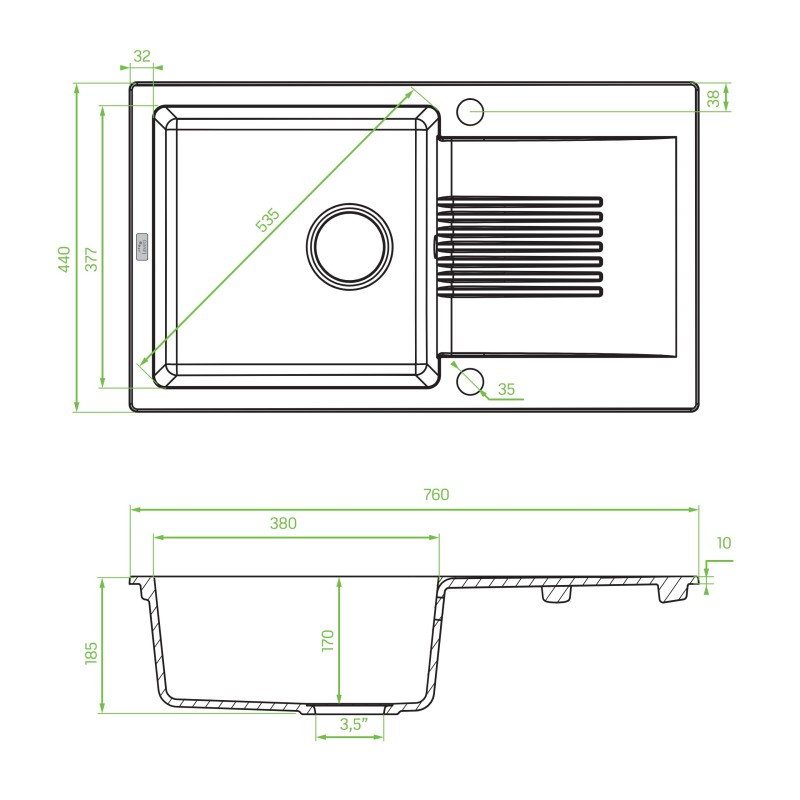 Zlewozmywak Granitowy Jednokomorowy Celia Szary Zlewozmywak Granitowy Jednokomorowy Celia Szary