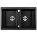 Zlew Zlewozmywak Granitowy 2 Komorowy Barbados CZARNY METALIK
