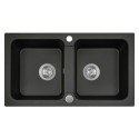 Zlewozmywak Granitowy MADAGASKAR Dwukomorowy Czarny Metalik