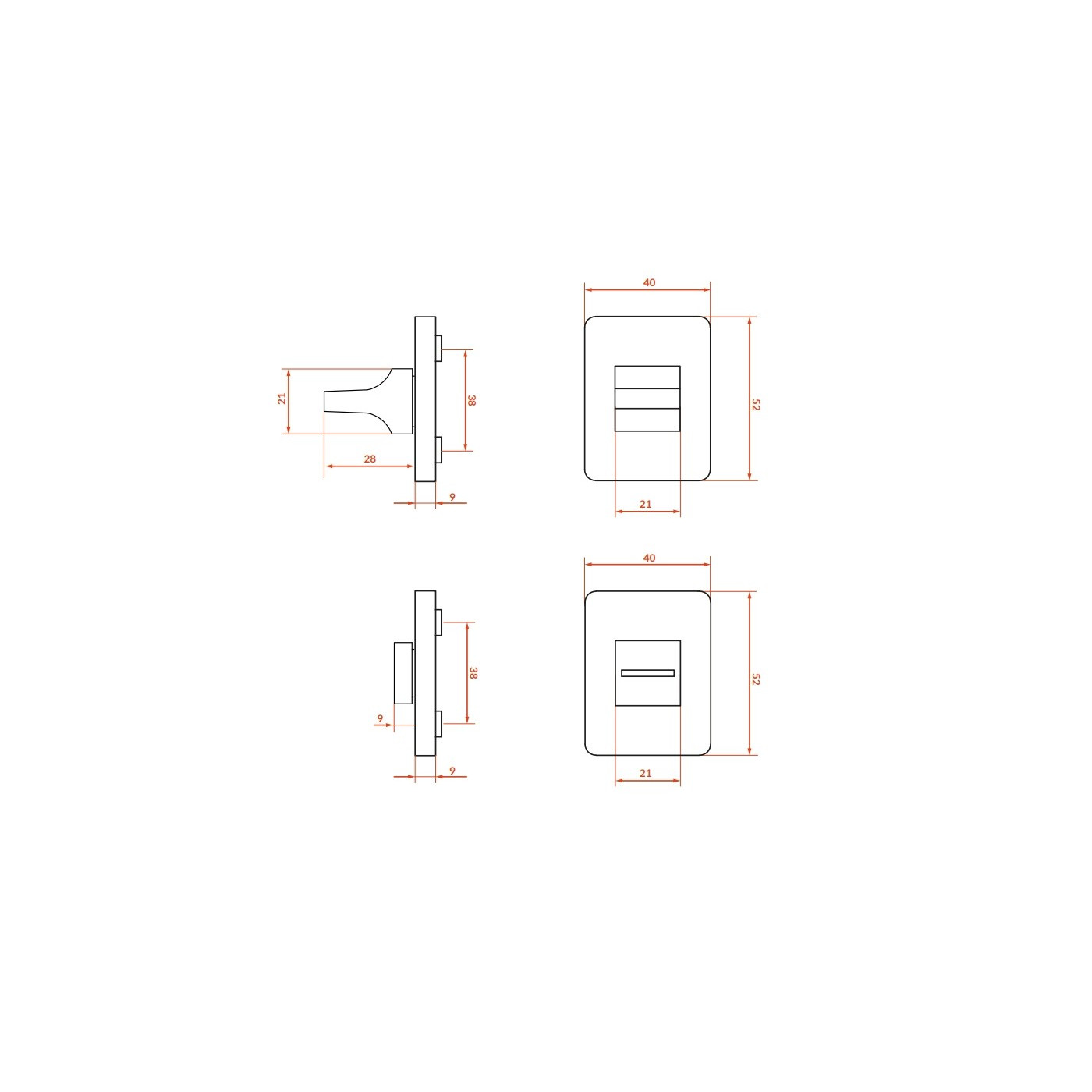 Szyld Krótki Prostokątny WC Czarny Kuchinox LK7_903A do Klamki MALI