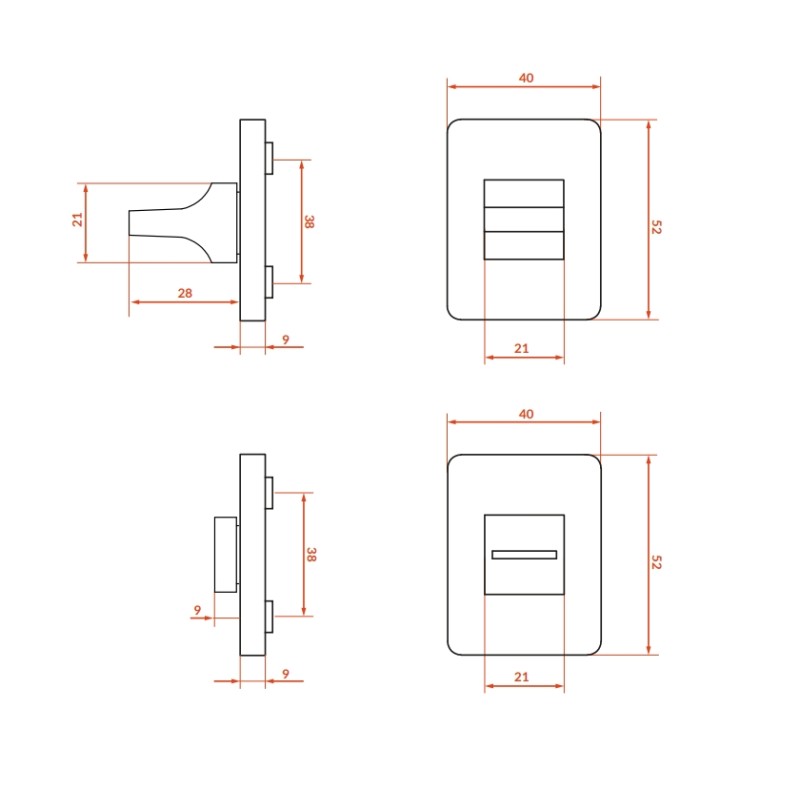 Szyld Krótki Prostokątny WC Czarny Kuchinox LK7_903A do Klamki MALI