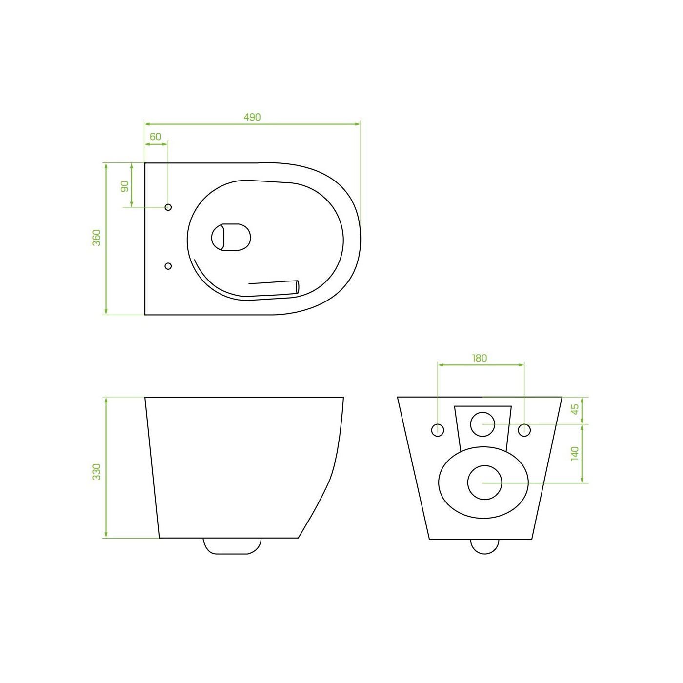 Miska Ustępowa WC Wisząca Bezkołnierzowa z Deską Desna CycleON 2.0 Laveo