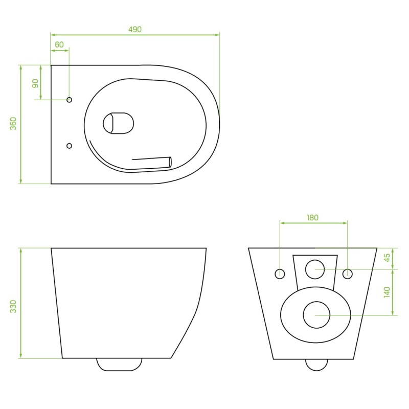 Miska Ustępowa WC Wisząca Bezkołnierzowa z Deską Desna CycleON 2.0 Laveo