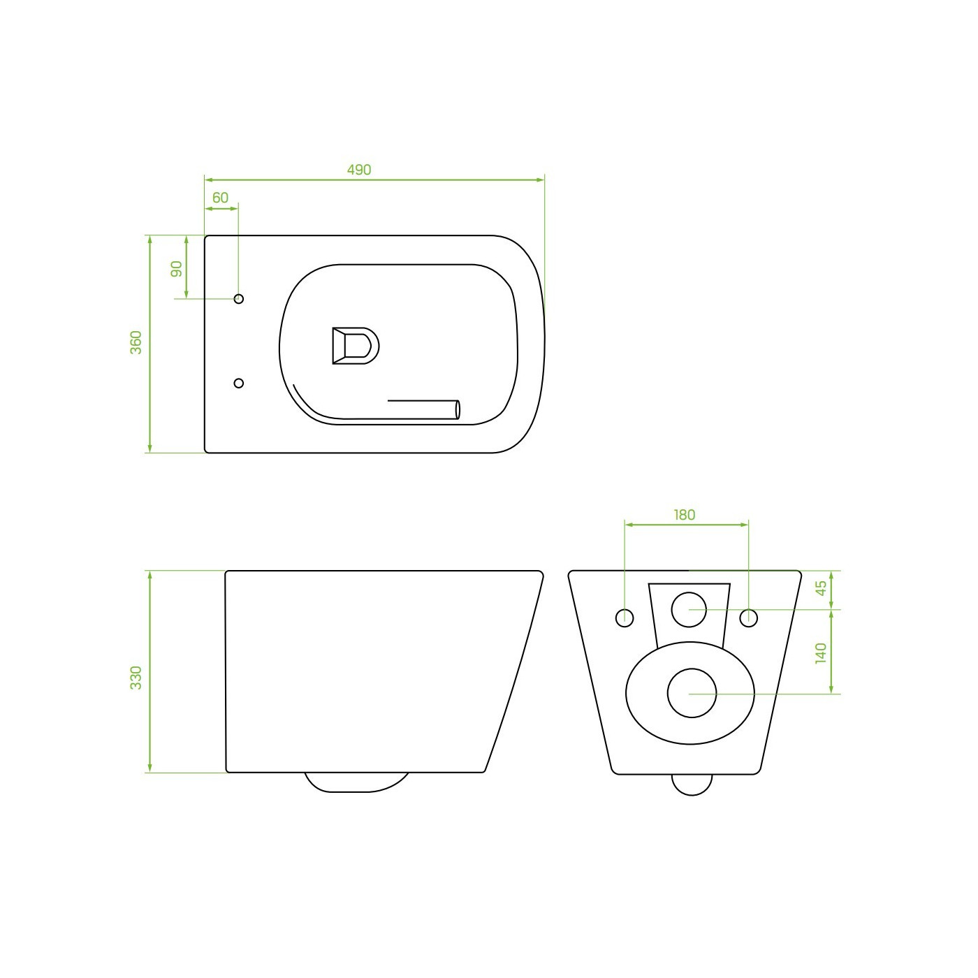 Miska Ustępowa WC Wisząca Bezkołnierzowa z Deską KVADRATO CycleON 2.0 Laveo