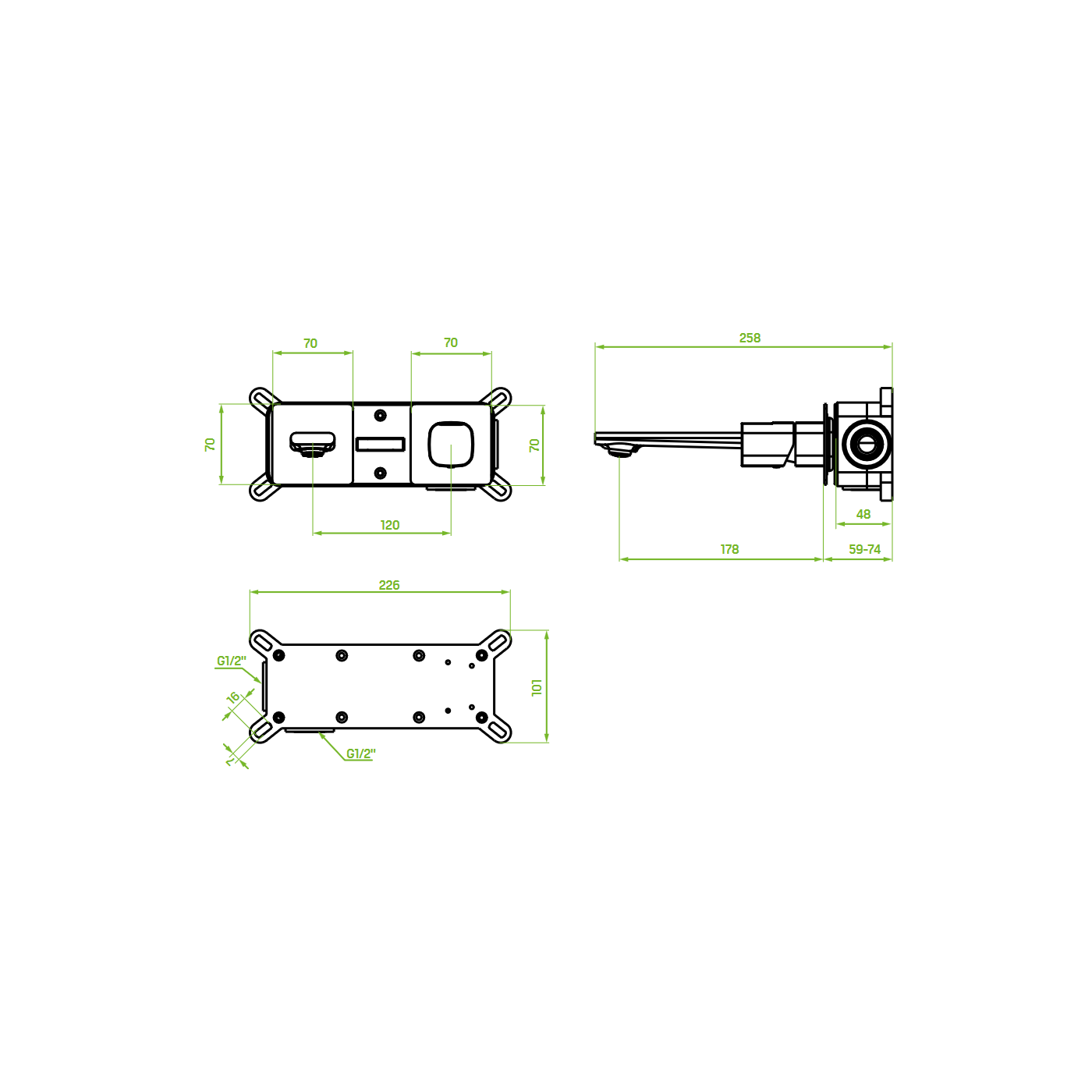 Bateria Umywalkowa Podtynkowa TORES Srebrna Chrom Laveo BVT_022P