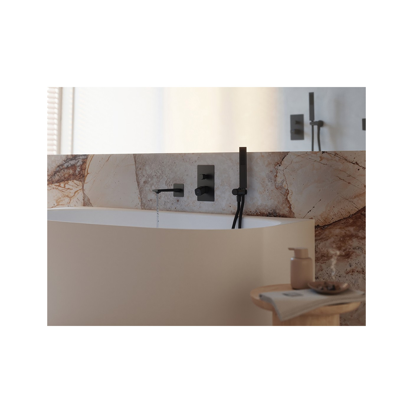 Bateria Wannowa Podtynkowa z Zestawem Natryskowym TORES Czarna Laveo Bateria Wannowa Podtynkowa z Zestawem Natryskowym TORES Czarna Laveo