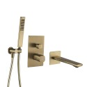 Bateria Wannowa Podtynkowa z Zestawem Natryskowym TORES Złoto Szczotkowane Laveo Bateria Wannowa Podtynkowa z Zestawem Natryskowym TORES Złoto Szczotkowane Laveo