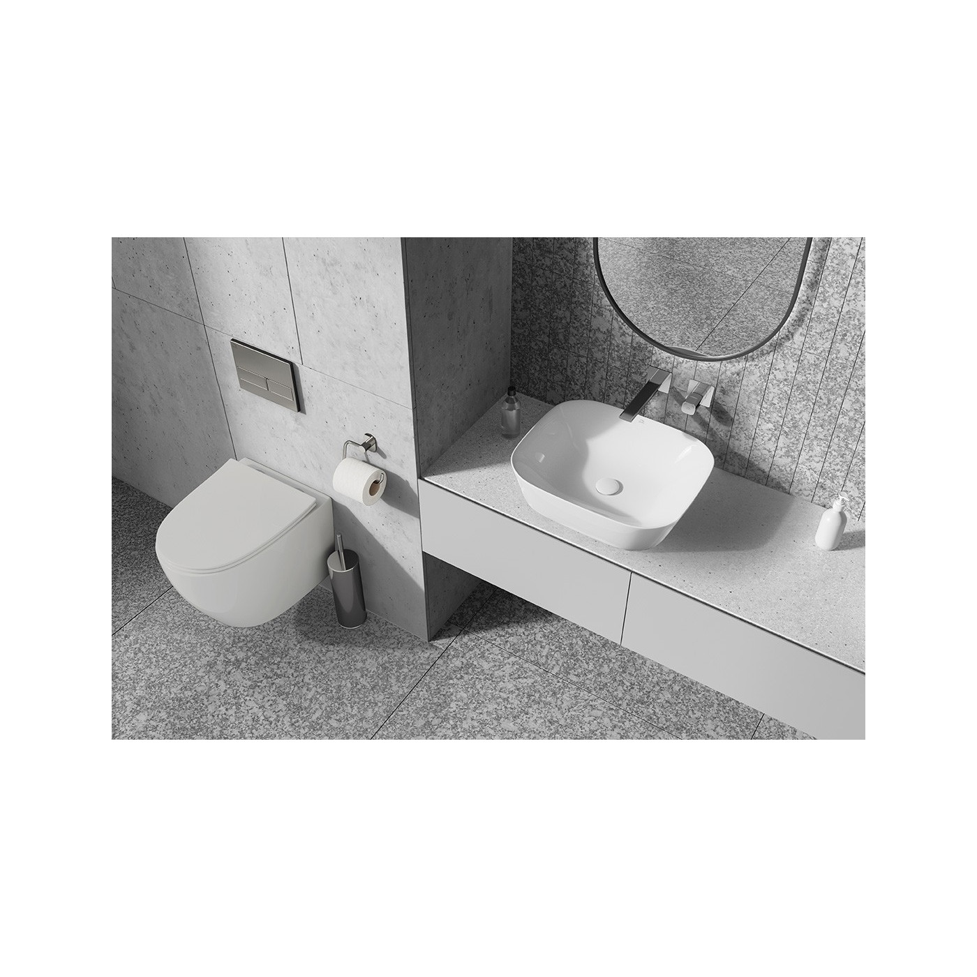 Bateria Umywalkowa Podtynkowa TORES Srebrna Chrom Laveo BVT_022P